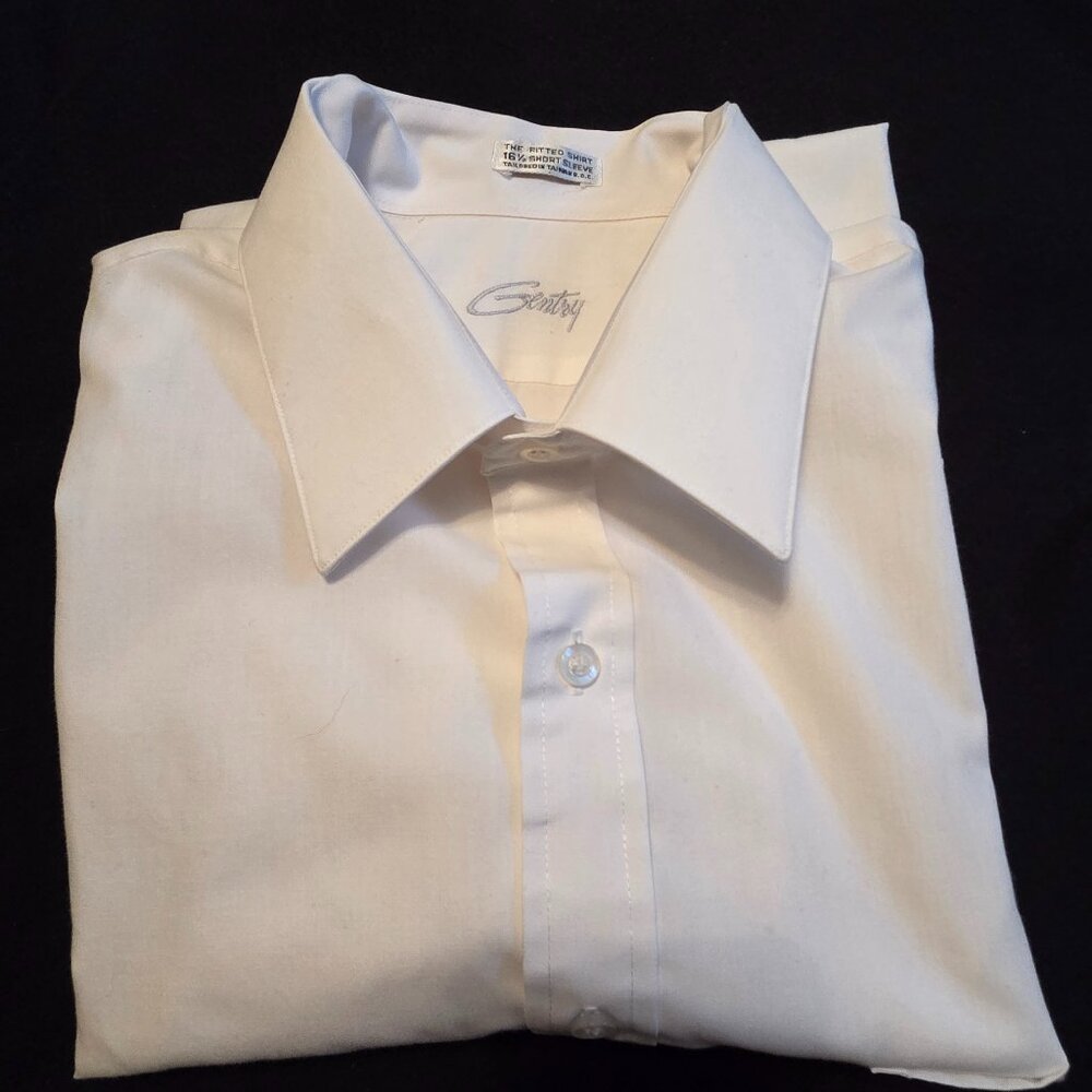 Gentry white short-sleeve fitted men's shirt 16.5 16 1/2 (9)